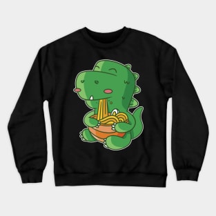 t-rex-dinosaur-eating-ramen Crewneck Sweatshirt